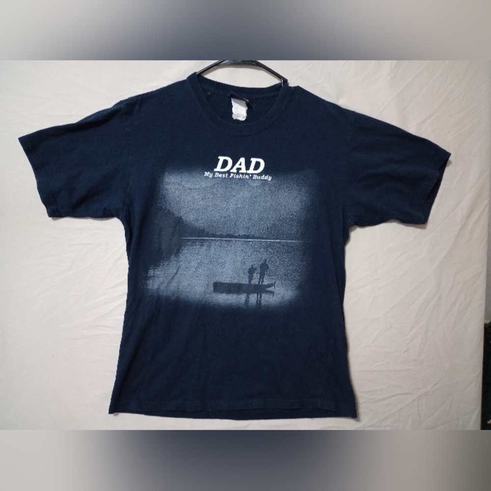 Vintage Dad Fishing Buddy Fathers Day T-Shirt Casual Worlds Greatest Dad Sz M